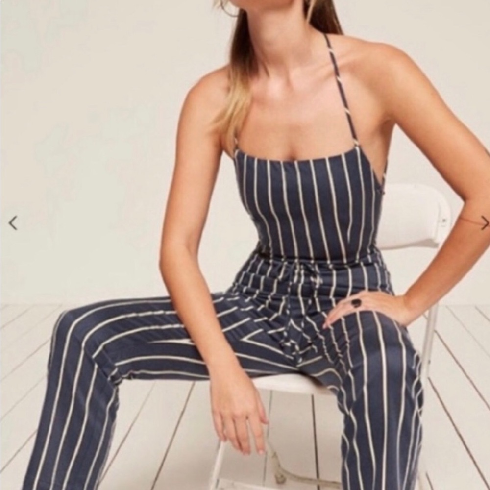 Reformation Rufus striped jumpsuit size 2